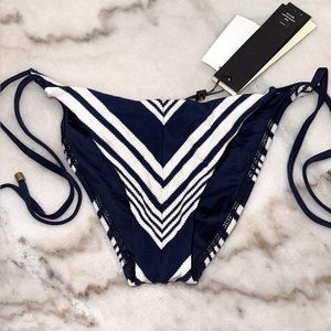 NWT Vitamin A navy/white stripe bikini bottom